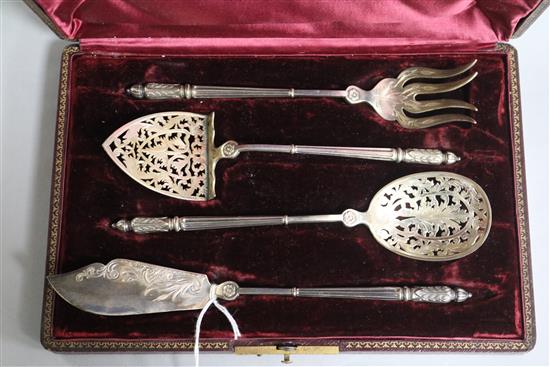 A cased set of four late 19th century French silver servers by Emile Puiforcat.